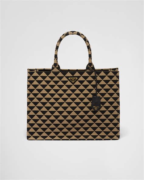 prada symbole embroidered fabric tote bag|mario Prada tote bag.